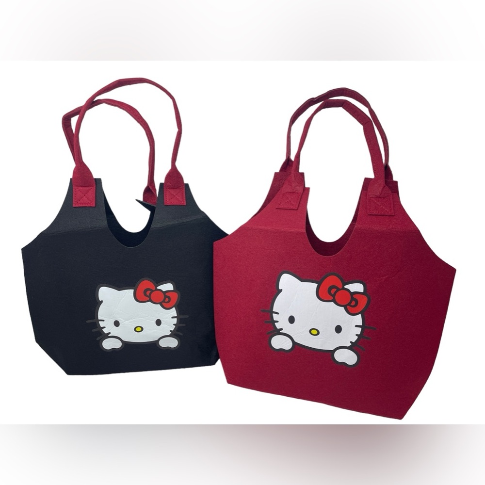2 PACK Hello Kitty Felt Tote Bag Sanrio Handbag New - Picture 1 of 16